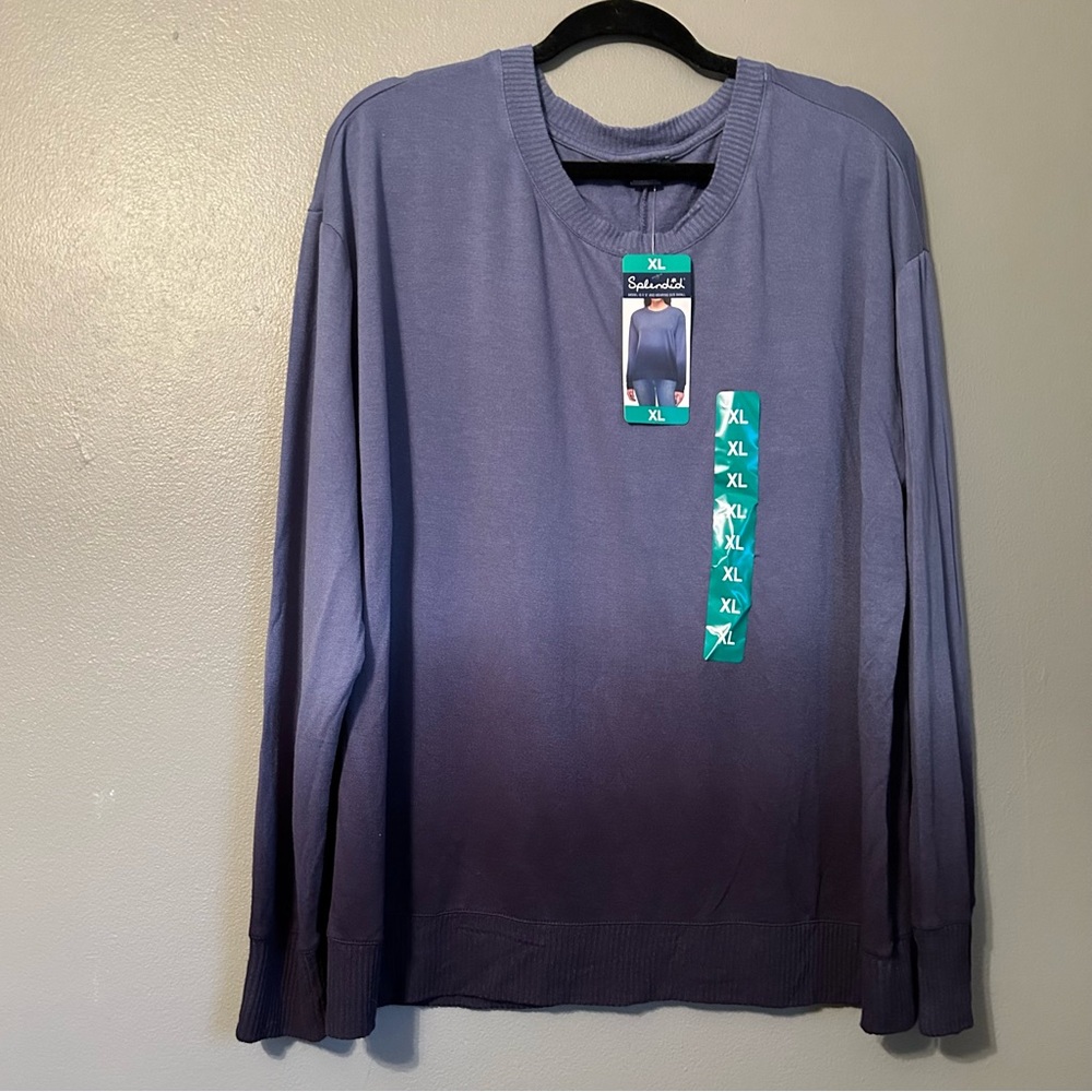 Splendid Sz XL Blue Ombré Dip Dye Crewneck Light Sweater - gently used